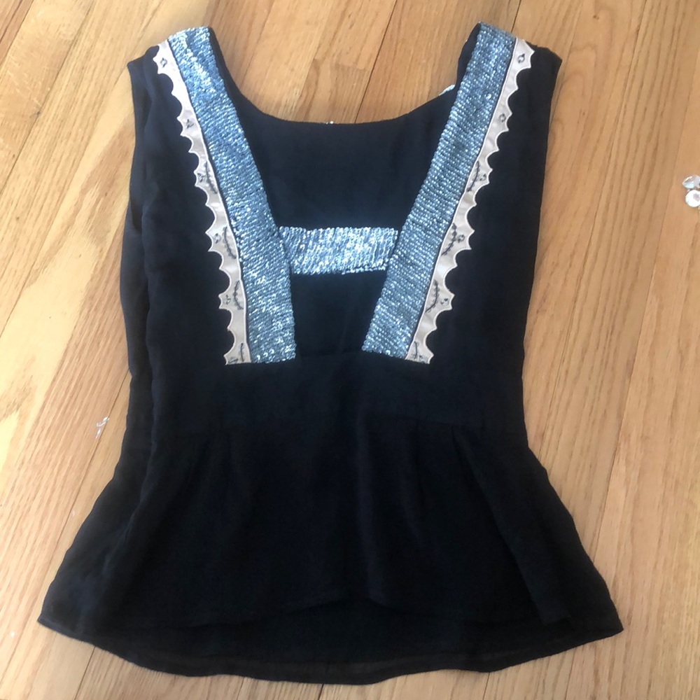French Connection Size 4 Peplum Sequined Top - image 6